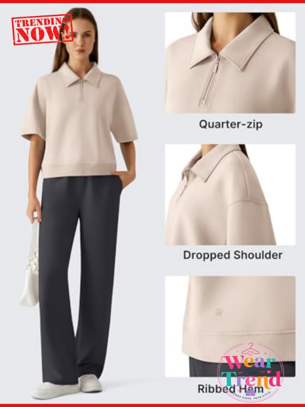 Women's Modal Polo Shirt Short Sleeve 1/4 Zip Business Casual Top - Picture 2 of 6